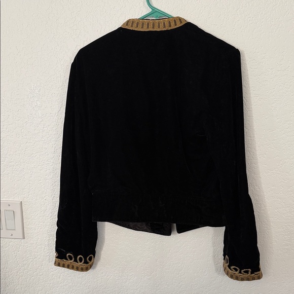 Rare Zara Black Velvet Military Jacket with Gold Braid Trim - Picture 4 of 6